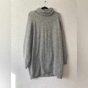 H&M Wool Blend Cowl Neck Sweater Tunic Length Gray Classic Minimalist Size Large